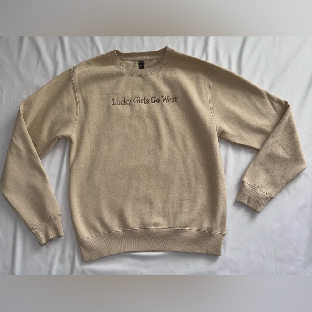 Lucky Girls Go West Cream Crewneck Sweatshirt